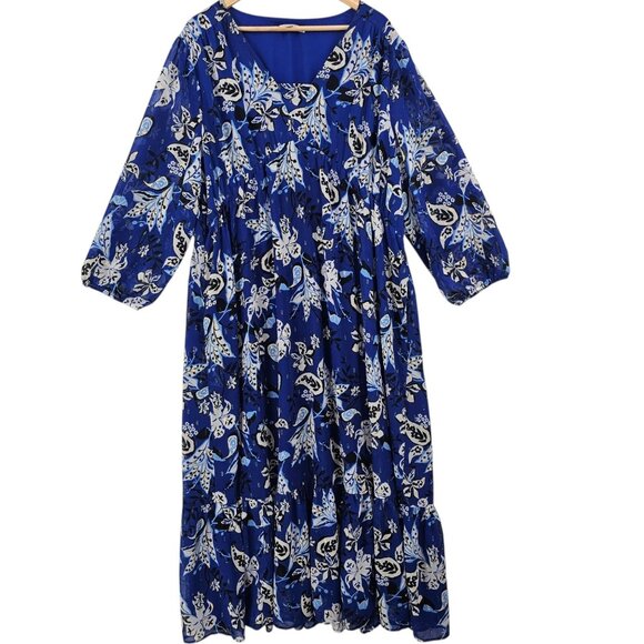 Chico's Womens Plus Size 20 Blue Chiffon Floral Paisley‎ Maxi Dress - Picture 1 of 10